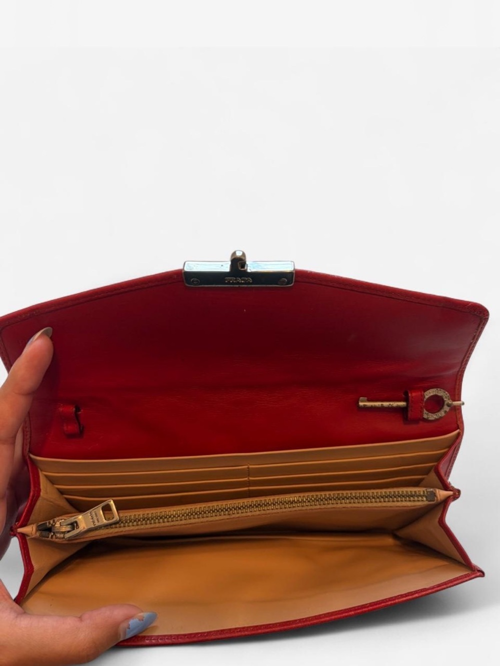 PRADA Rosso Red Flap Shoulder Bag with studs (1M1290) - Picture 3 of 8